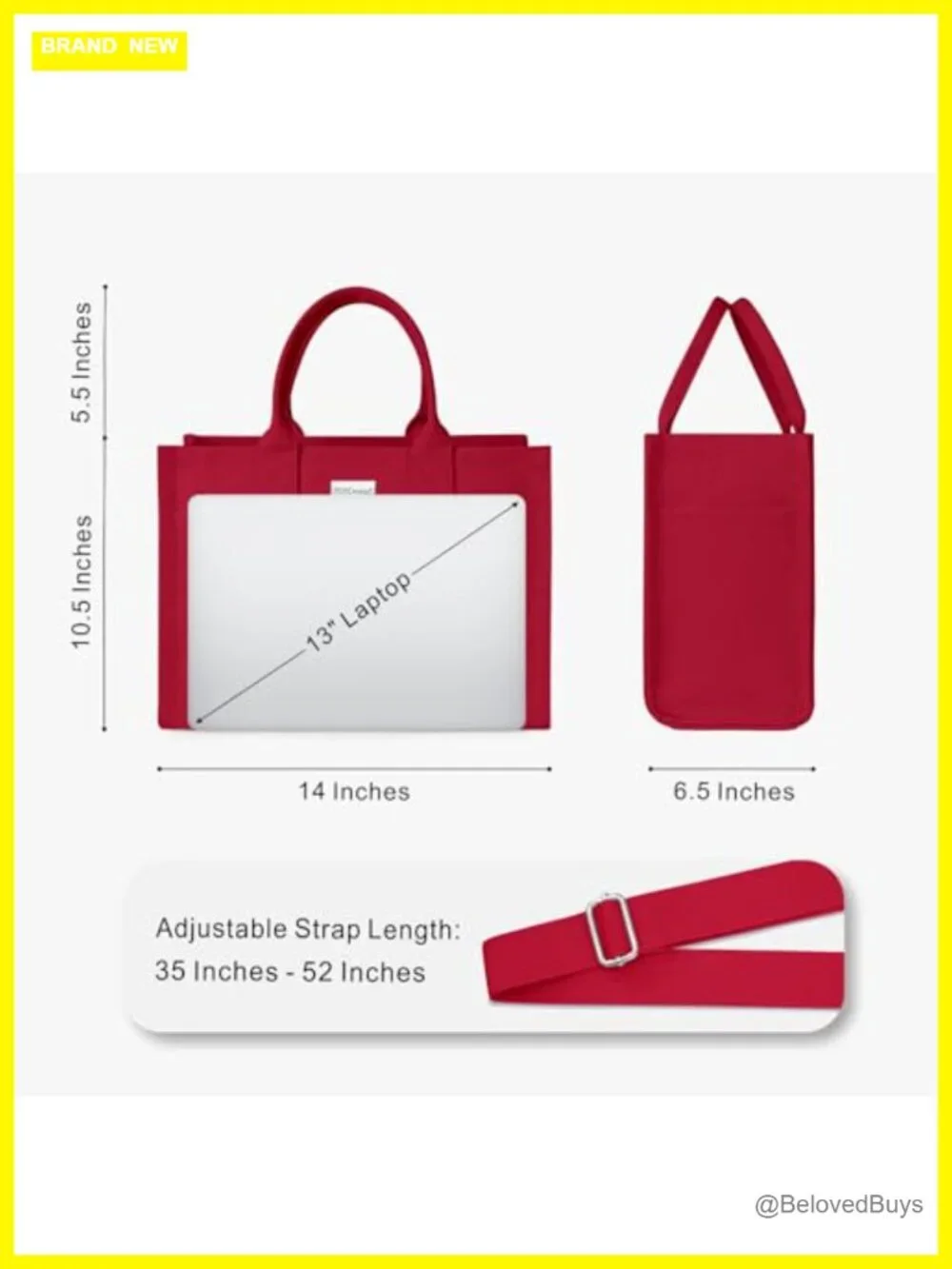 Heavy-Duty Canvas Tote Bag with Adjustable Crossbody Strap, 9 Pockets